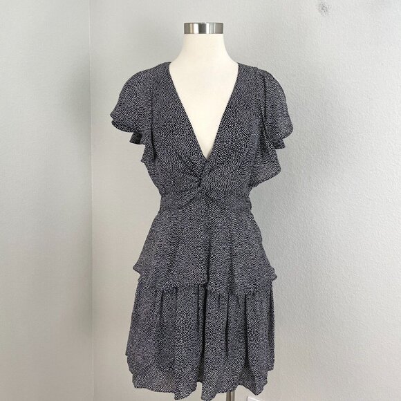 A.L.C. Womens Size 8 Polka Dot Viera Dress 100% Silk Mini in Black - Picture 2 of 12